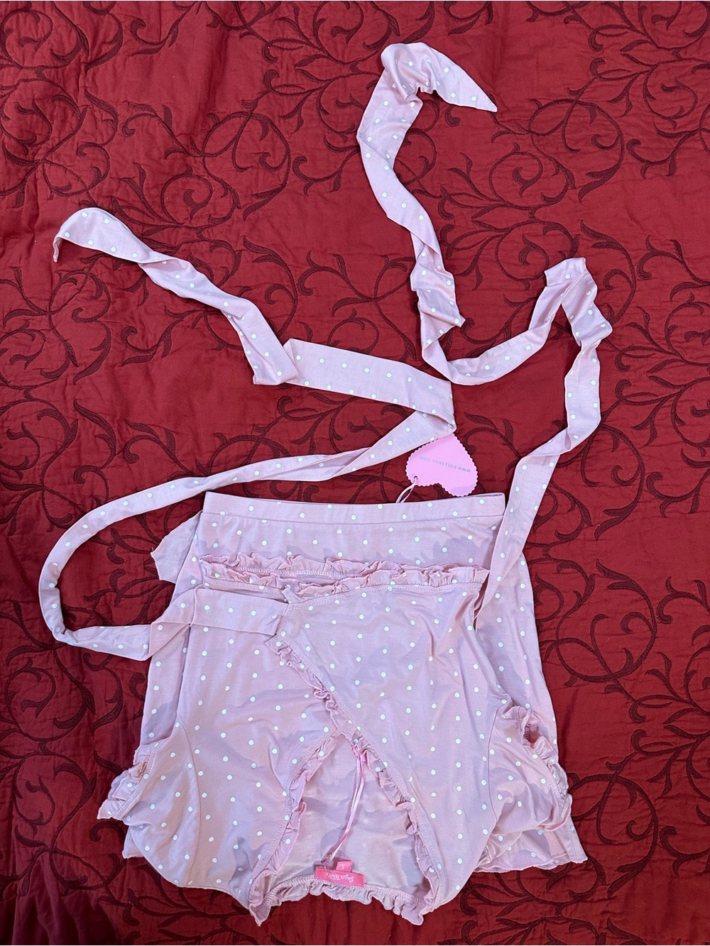 Sugar Thrillz Pink Polka Dot Wrap Crop Top & Ruffle Skirt Set - Picture 3 of 7